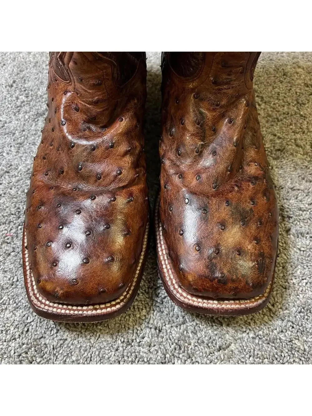 Eldorado Men's Handmade Quill Ostrich Stockman Boots Broad Square Toe size 11D
